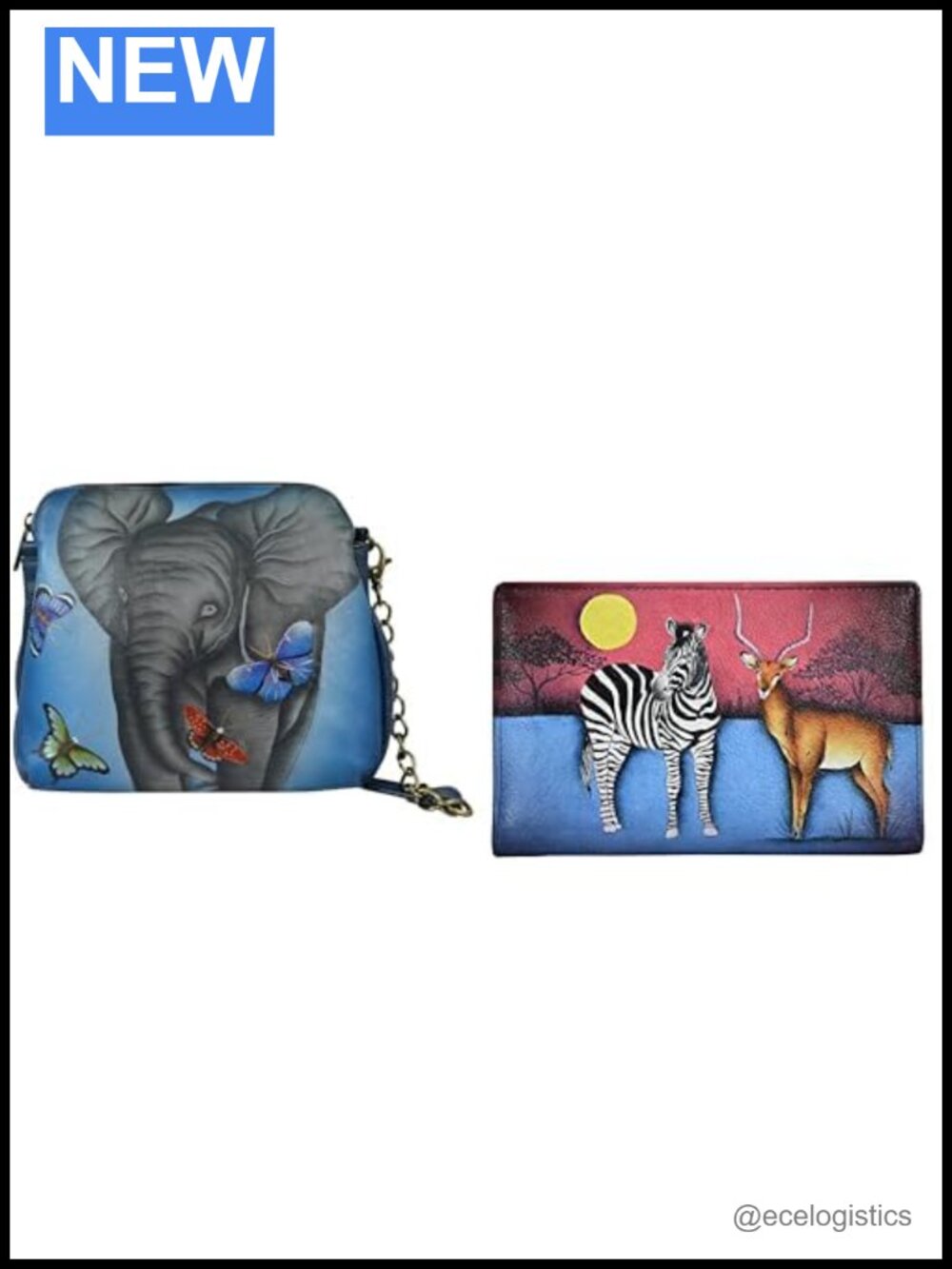 Genuine Leather Hand-Painted Bag & Wallet Bundle Art